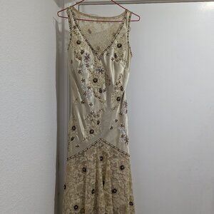 Cream/gold flapper style dress -xs